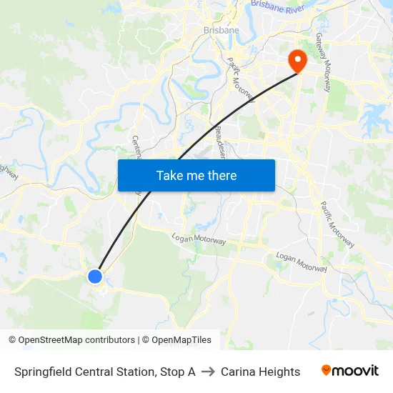 Springfield Central Station, Stop A to Carina Heights map