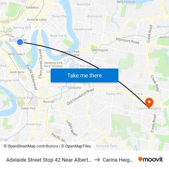 Adelaide Street Stop 42 Near Albert St to Carina Heights map