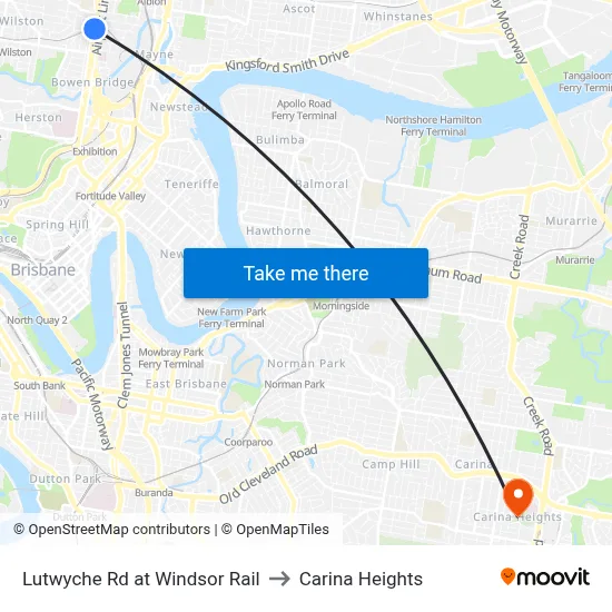 Lutwyche Rd at Windsor Rail to Carina Heights map