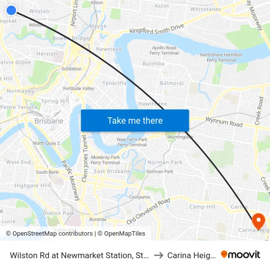 Wilston Rd at Newmarket Station, Stop 16 to Carina Heights map