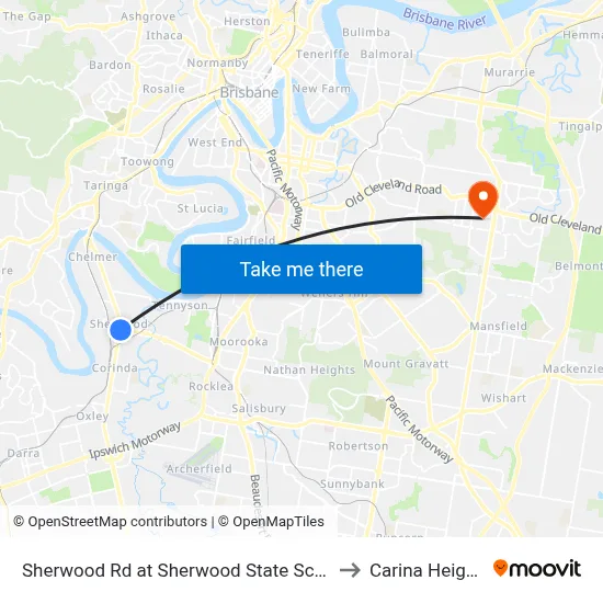 Sherwood Rd at Sherwood State School to Carina Heights map
