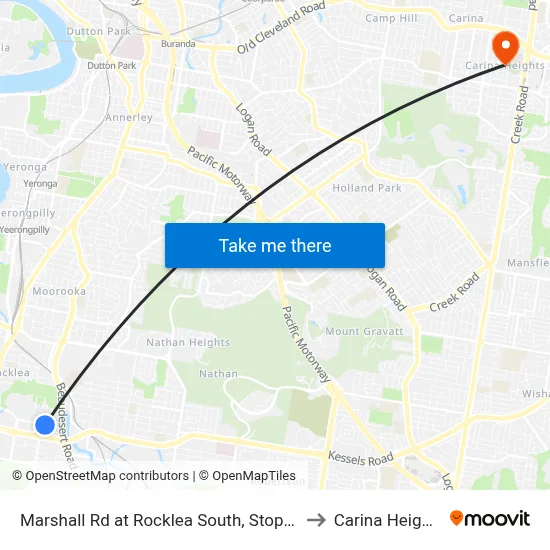 Marshall Rd at Rocklea South, Stop 41 to Carina Heights map
