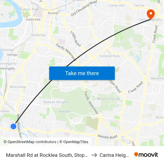 Marshall Rd at Rocklea South, Stop 41 to Carina Heights map