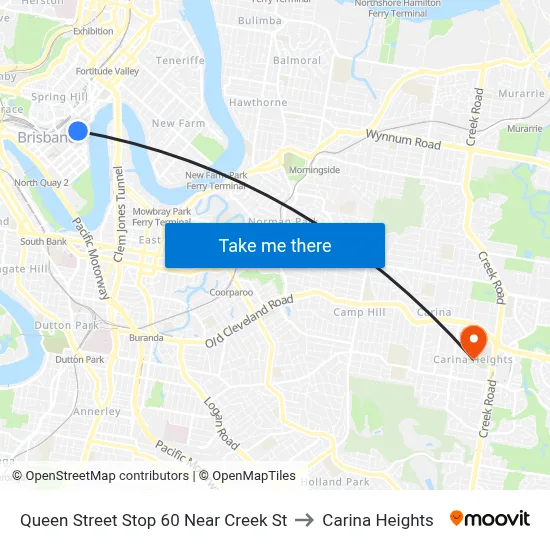 Queen Street Stop 60 Near Creek St to Carina Heights map