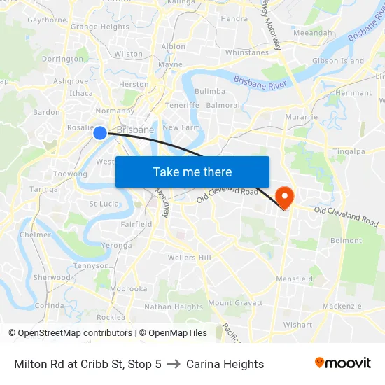 Milton Rd at Cribb St, Stop 5 to Carina Heights map