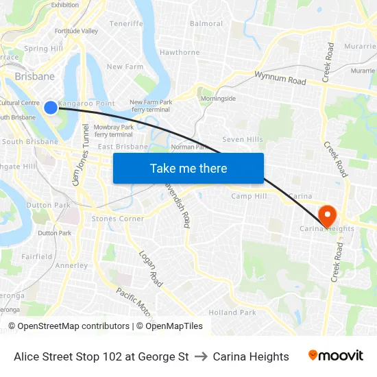 Alice Street Stop 102 at George St to Carina Heights map