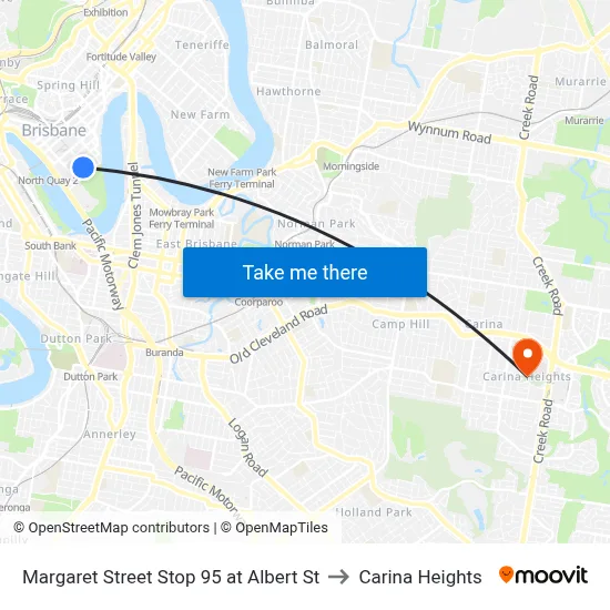 Margaret Street Stop 95 at Albert St to Carina Heights map