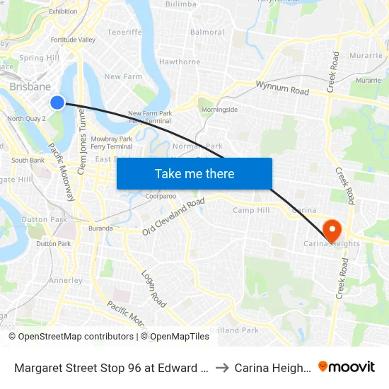 Margaret Street Stop 96 at Edward St to Carina Heights map