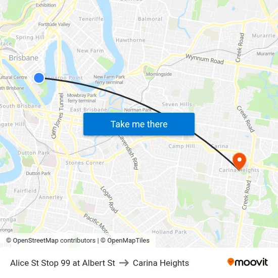 Alice St Stop 99 at Albert St to Carina Heights map
