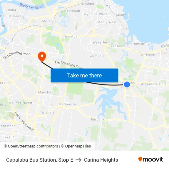 Capalaba Bus Station, Stop E to Carina Heights map
