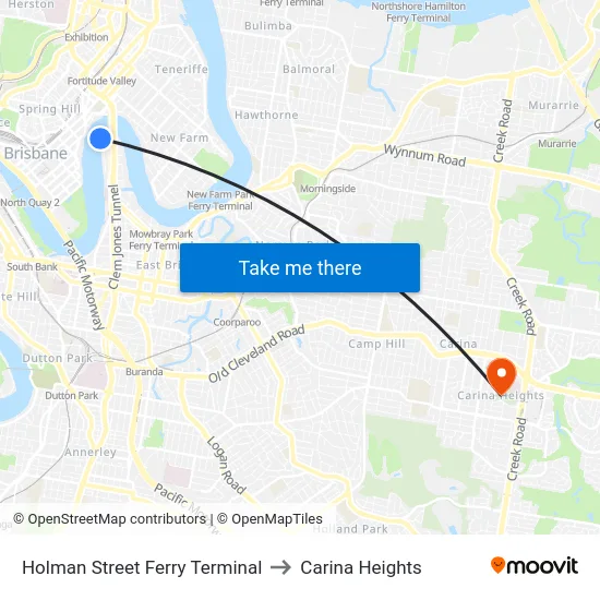 Holman Street Ferry Terminal to Carina Heights map
