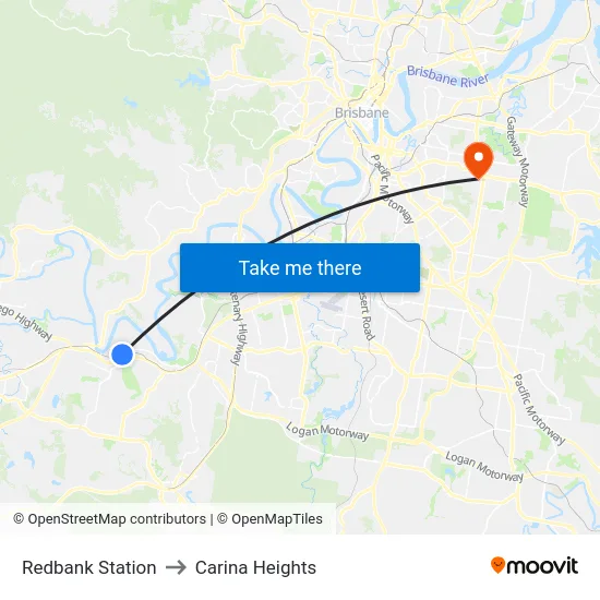 Redbank Station to Carina Heights map