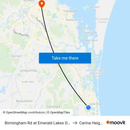 Birmingham Rd at Emerald Lakes Drive to Carina Heights map