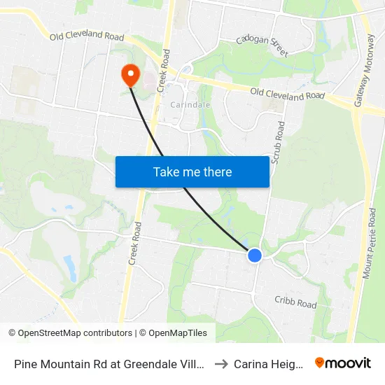 Pine Mountain Rd at Greendale Village to Carina Heights map
