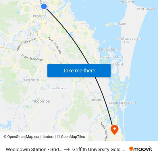 Wooloowin Station - Bridge St to Griffith University Gold Coast map