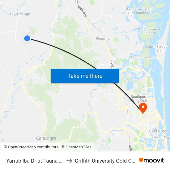 Yarrabilba Dr at Fauna Way to Griffith University Gold Coast map