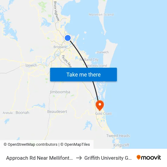 Approach Rd Near Mellifont St, Stop 31 to Griffith University Gold Coast map