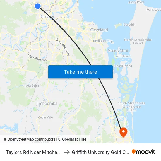 Taylors Rd Near Mitcham St to Griffith University Gold Coast map