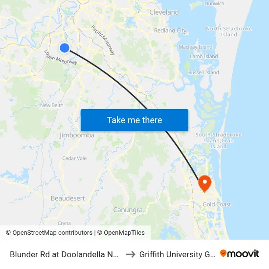 Blunder Rd at Doolandella North, Stop 61a to Griffith University Gold Coast map