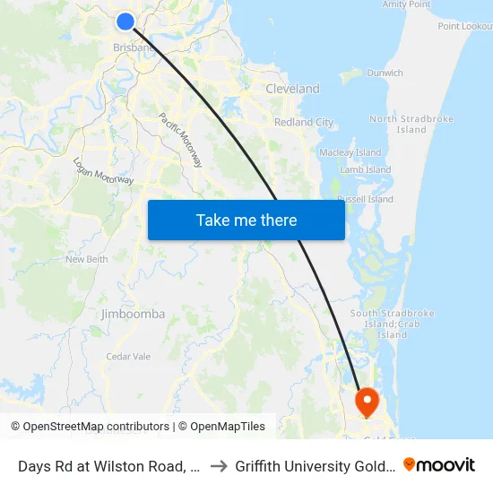 Days Rd at Wilston Road, Stop 1a to Griffith University Gold Coast map