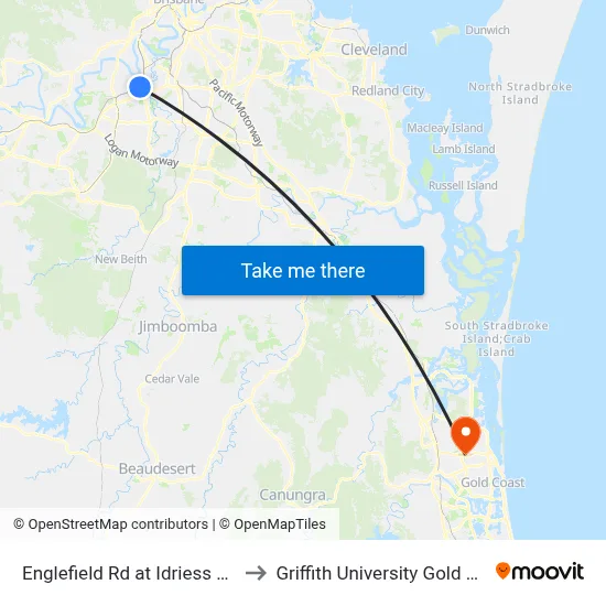 Englefield Rd at Idriess Street to Griffith University Gold Coast map