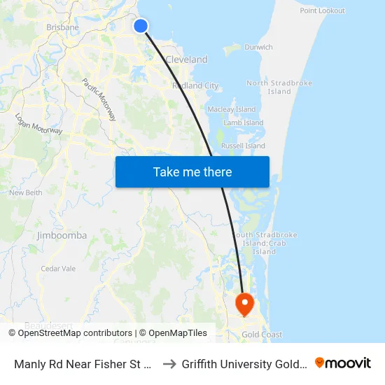 Manly Rd Near Fisher St Stop 70 to Griffith University Gold Coast map