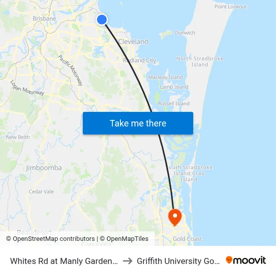 Whites Rd at Manly Gardens, Stop 73 to Griffith University Gold Coast map