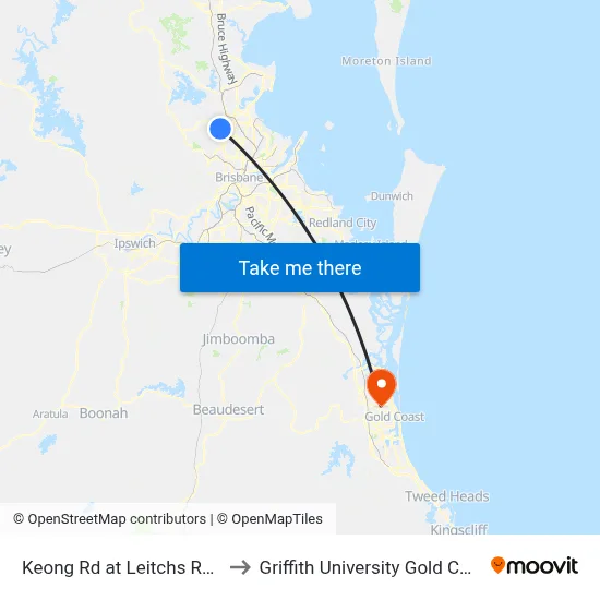 Keong Rd at Leitchs Road to Griffith University Gold Coast map