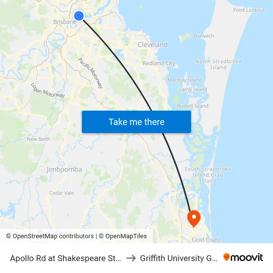 Apollo Rd at Shakespeare Street, Stop 39 to Griffith University Gold Coast map