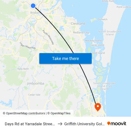 Days Rd at Yarradale Street, Stop 2a to Griffith University Gold Coast map