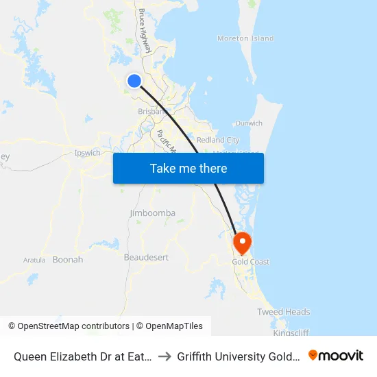 Queen Elizabeth Dr at Eatonvale to Griffith University Gold Coast map