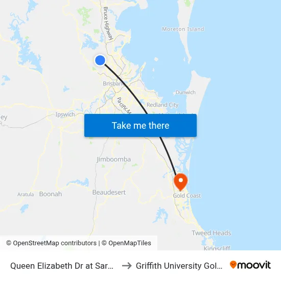 Queen Elizabeth Dr at Saraband Dr to Griffith University Gold Coast map