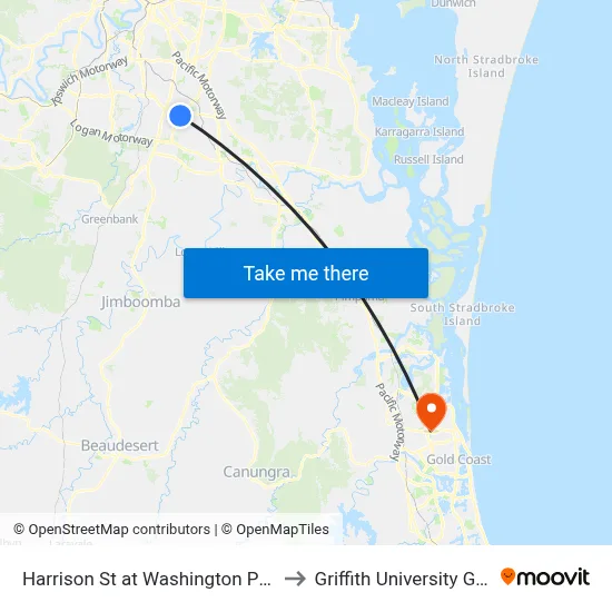 Harrison St at Washington Place, Stop 90 to Griffith University Gold Coast map