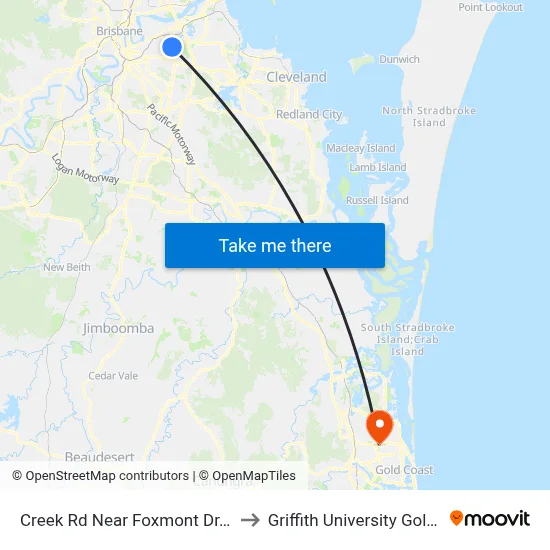 Creek Rd Near Foxmont Dr, Stop 50 to Griffith University Gold Coast map