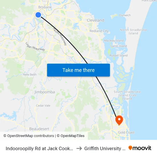 Indooroopilly Rd at Jack Cook Park, Stop 18/19 to Griffith University Gold Coast map
