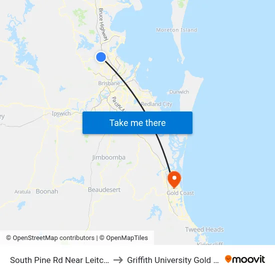 South Pine Rd Near Leitchs Rd to Griffith University Gold Coast map