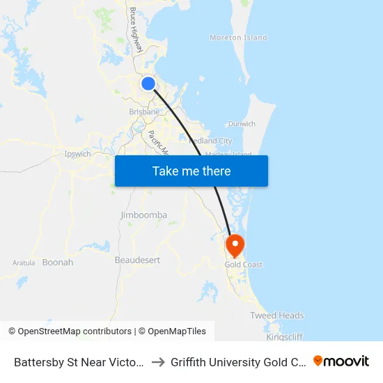 Battersby St Near Victory St to Griffith University Gold Coast map