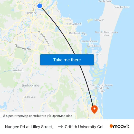 Nudgee Rd at Lilley Street, Stop 34 to Griffith University Gold Coast map