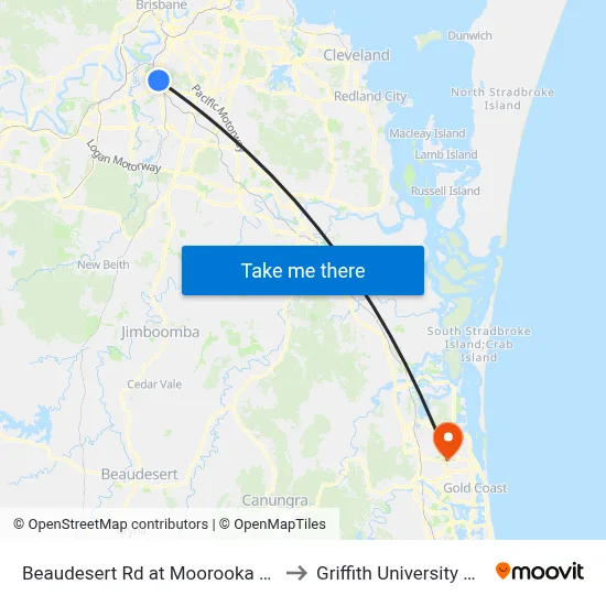 Beaudesert Rd at Moorooka South, Stop 38 to Griffith University Gold Coast map