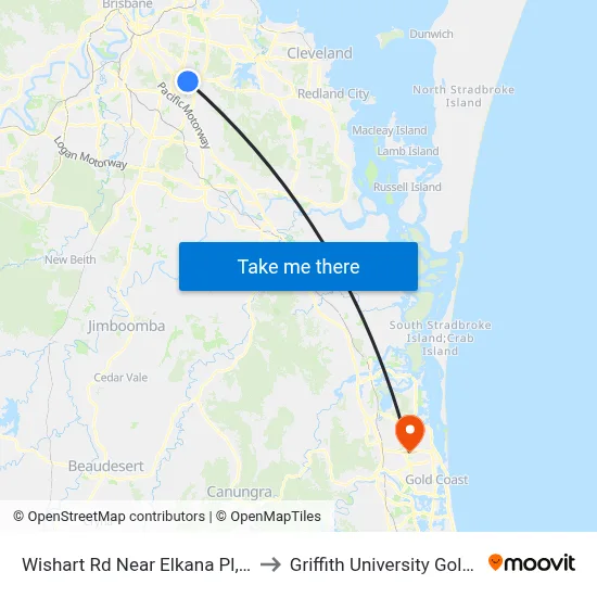 Wishart Rd Near Elkana Pl, Stop 76 to Griffith University Gold Coast map