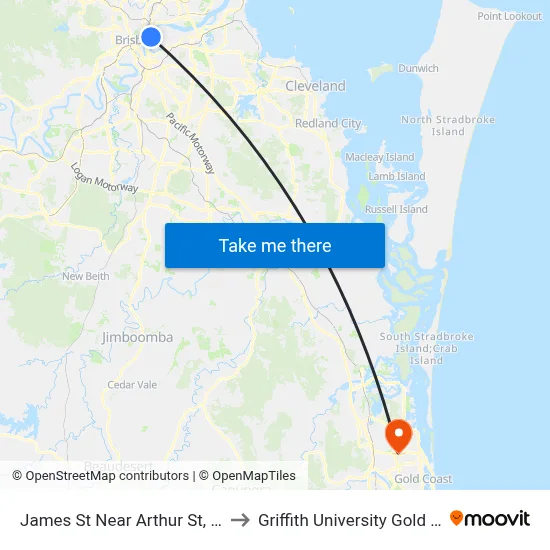 James St Near Arthur St, Stop 9 to Griffith University Gold Coast map