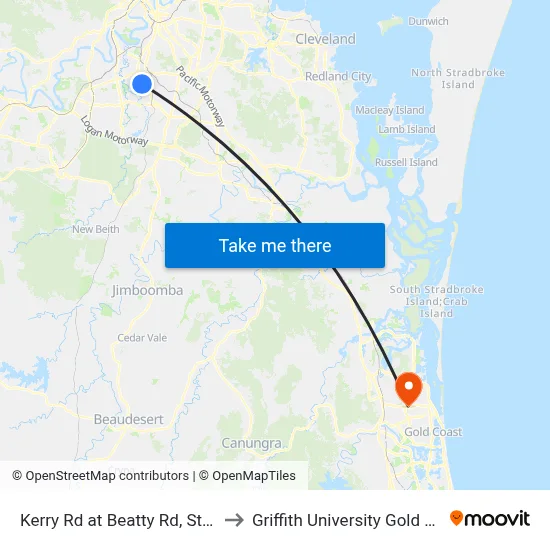 Kerry Rd at Beatty Rd, Stop 52 to Griffith University Gold Coast map