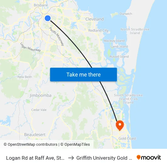 Logan Rd at Raff Ave, Stop 25 to Griffith University Gold Coast map