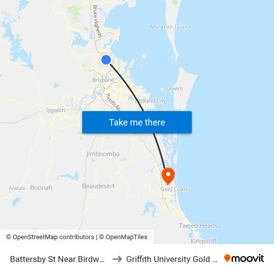 Battersby St Near Birdwood St to Griffith University Gold Coast map