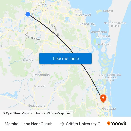 Marshall Lane Near Gilruth Rd, Stop 36 to Griffith University Gold Coast map