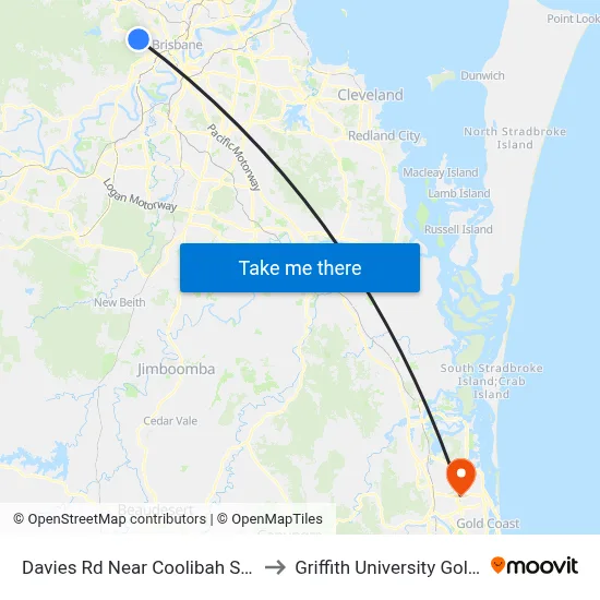 Davies Rd Near Coolibah St, Stop 33 to Griffith University Gold Coast map