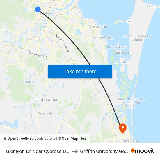 Glenlyon Dr Near Cypress Dr, Stop 39c to Griffith University Gold Coast map