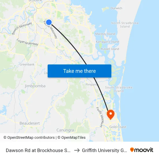 Dawson Rd at Brockhouse Street, Stop 77 to Griffith University Gold Coast map