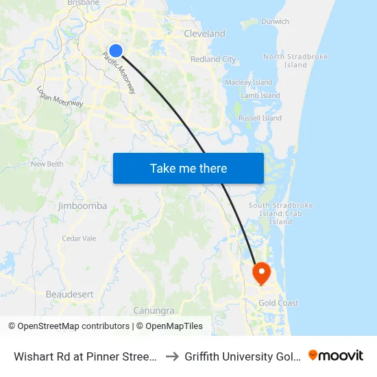Wishart Rd at Pinner Street, Stop 43 to Griffith University Gold Coast map