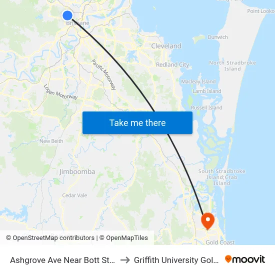 Ashgrove Ave Near Bott St, Stop 25 to Griffith University Gold Coast map